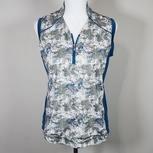 Maggie Lane Golf Polo Sleeveless Zip‎ Shirt Womens XS Blue Green Top Pickleball